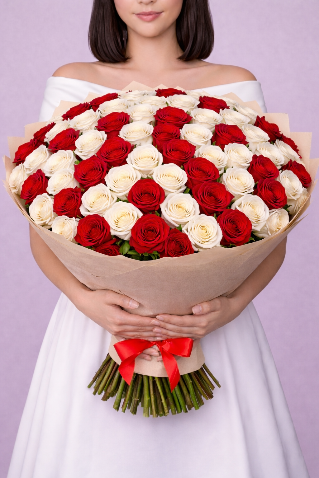 101 Red & White Roses