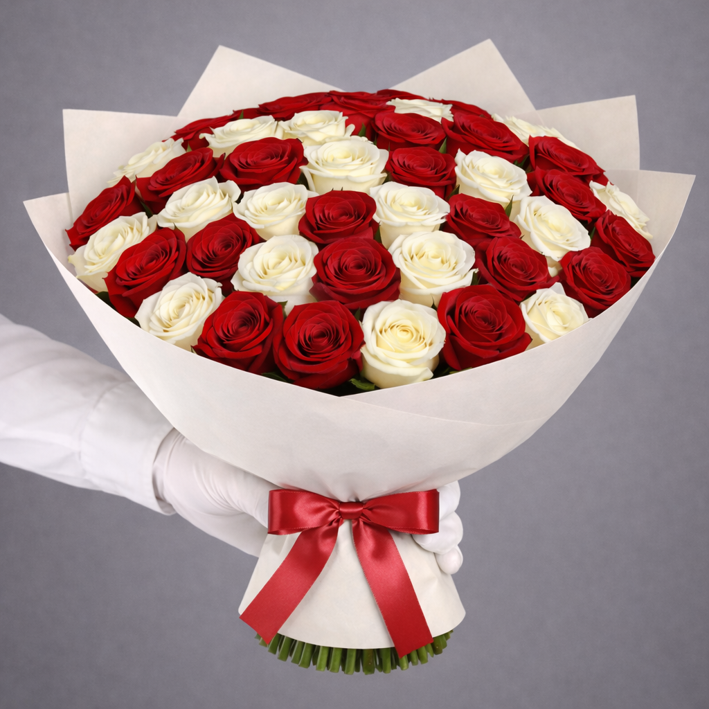 31 Red & White Roses