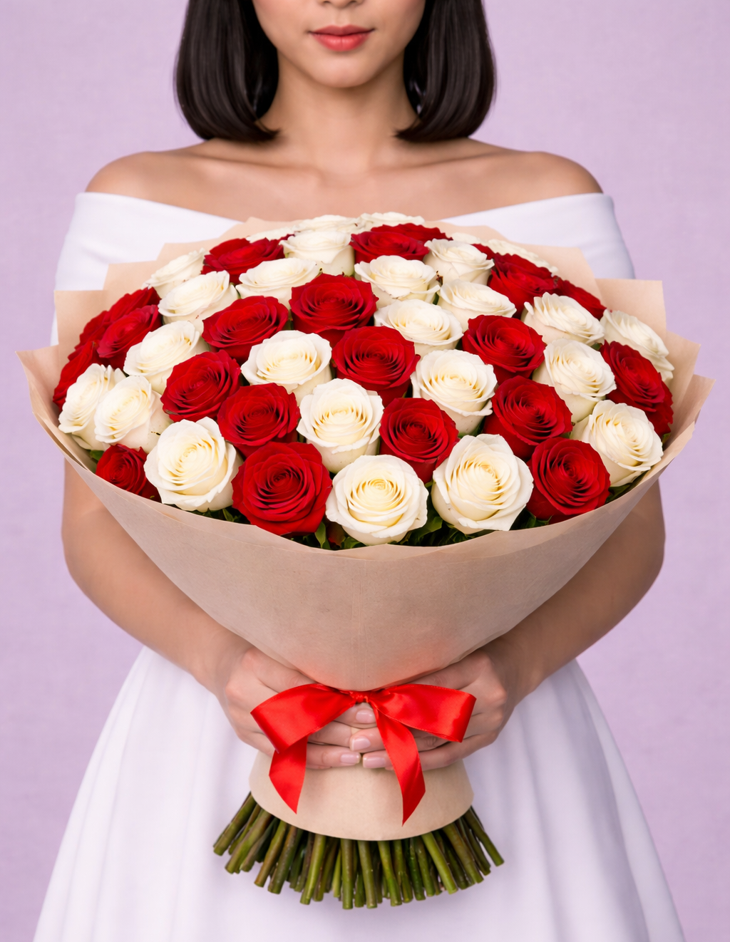 51 Red & White Roses