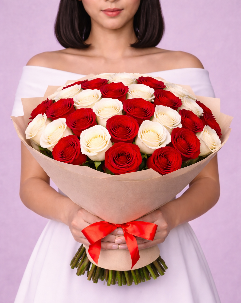 31 Red & White Roses