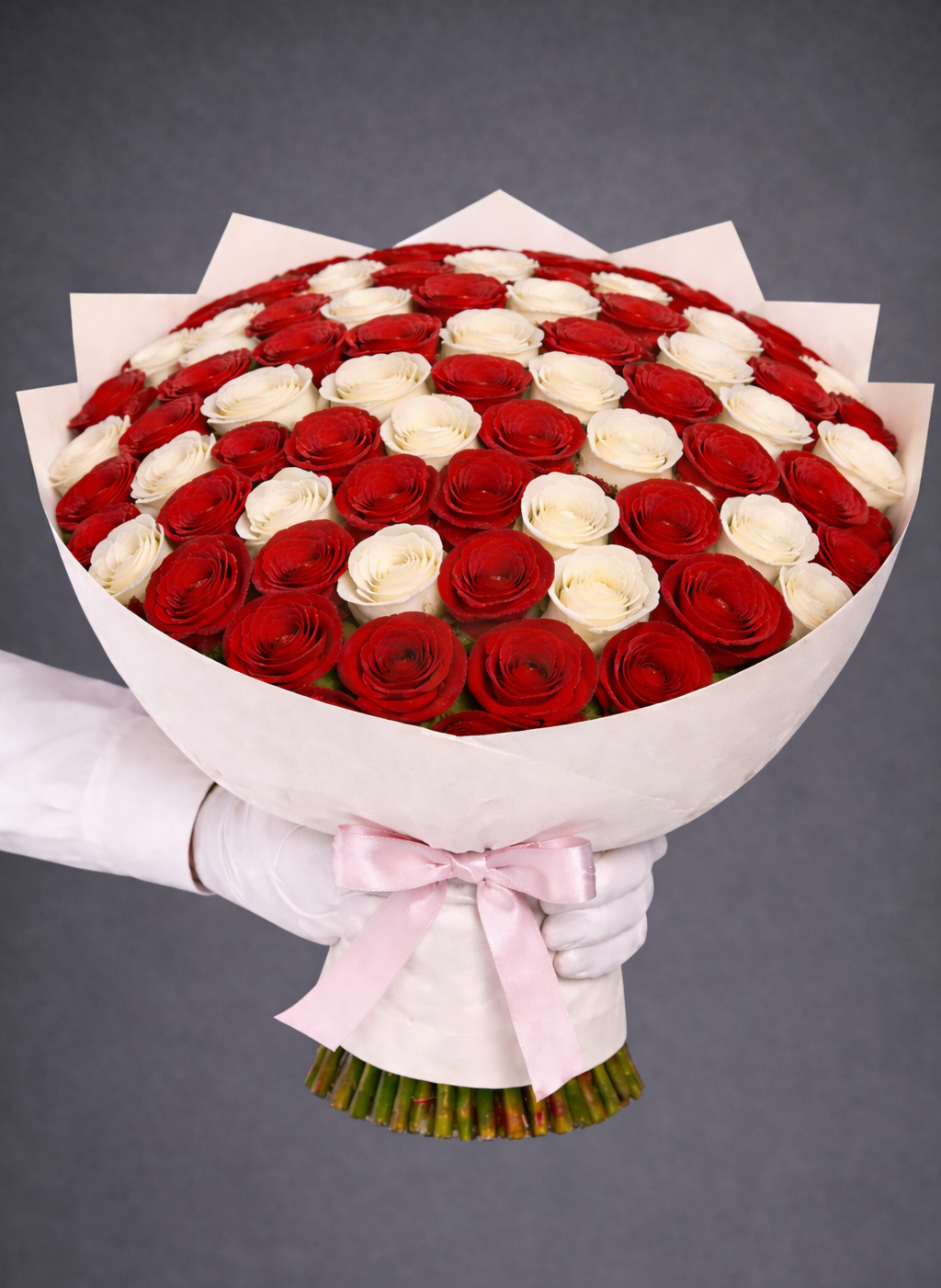 101 Red & White Roses